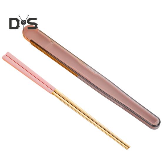 1 Set Compact Food Chopsticks Rust-proof Practical Chopsticks Tableware with Folding Storage Box