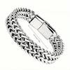 1 Bracciale da Uomo in Acciaio Inossidabile, Catene Intrecciate Quadrate Fronte e Retro, Gioiello Bracciale Regalo per la Festa del Papà