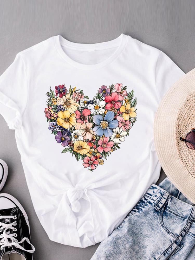 (Asian Size) Beach Trend O-neck Casual Clothing Short Sleeve T-shirts Fashion Female Women's Top T Shirt Printed Graphic Tee