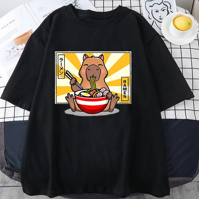 Capybara T-shirts Casual Women Men Clothes Oversized Short Sleeve Tees Summer Japanese Streetwear 90s Animal Graphic T Shirts
