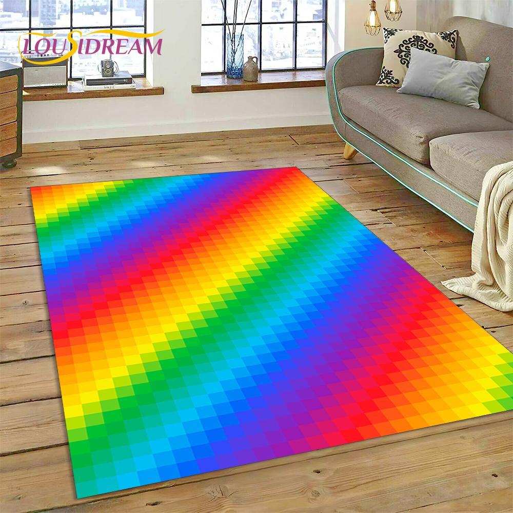 Rainbow 3D Colour Illusion Cartoon Rug Carpet for Living Room Bedroom Home Decor,Floor Mat Non-slip Decoration for Sofa Doormat