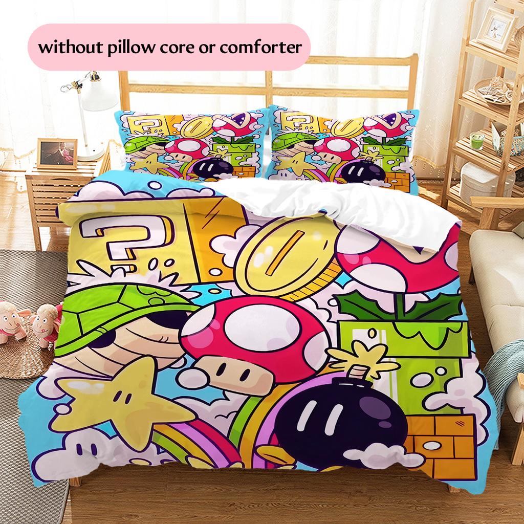 Super Mario Poster Duvet Cover & Pillowcases, Mario Fan Bedroom Bedding, Perfect Gift.chl