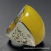 Retro Tang Grass Pattern Amber Beeswax Square Ring - Unisex Chinese Style