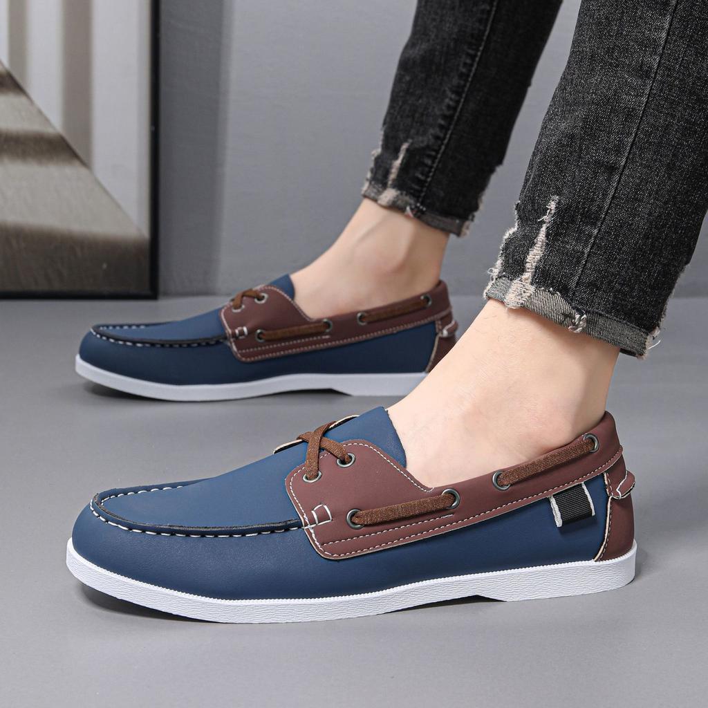 Round Toe Slip-on Men's Leather Shoes Classic Original Fashion 2025 Low Price High Quality Legitimate Adults Male Casual Shoe