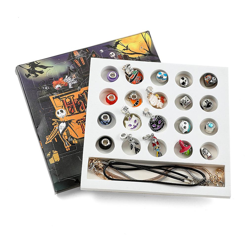 Halloween Treasures Charm Bracelet Bead Bulk Set Advent Calendar 2025 Jewelry DIY Ornament Making Kit Horror Favors Night Countdown Decorations