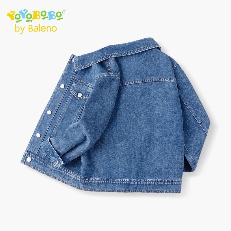Baleno Kids Ybb Series Boys Denim Jacket Spring and Autumn 2025 New Children s Jacket Boys Autumn Clothing Denim Blue/Pure Color 120