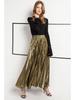 2020 Spring/Summer Pleated Midi Skirt: Plus Size High Waist Gold Beach Dress for Women