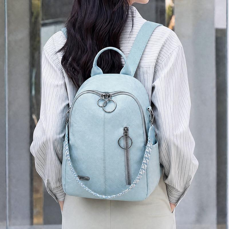Retro PU Backpack Women's Large Capacity Multi-use Shoulder Bag