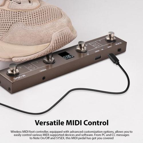 M-VAVE MIDI Controller | BT MIDI Pedal with Intelligent App Control | Digital Display, 12-Hour Rechargeable Battery Life | Portable Footswitch with TR