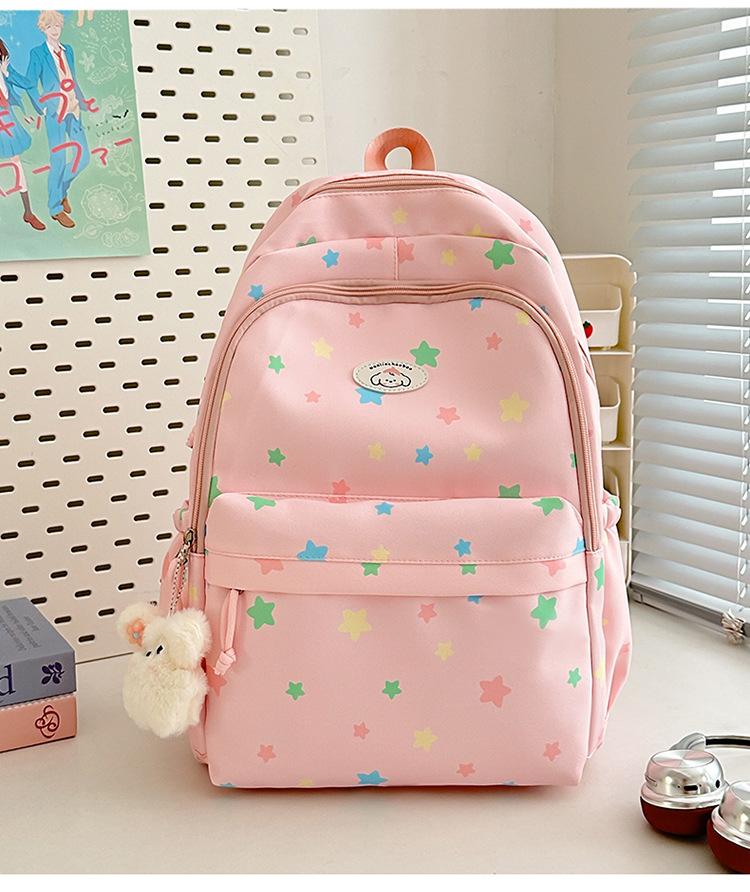 Schoolbag High Value and Lightweight Ins Harajuku Little Star Printed Schoolbag Japanese Ins Sweet Soft Sister Travel Cute Backpack