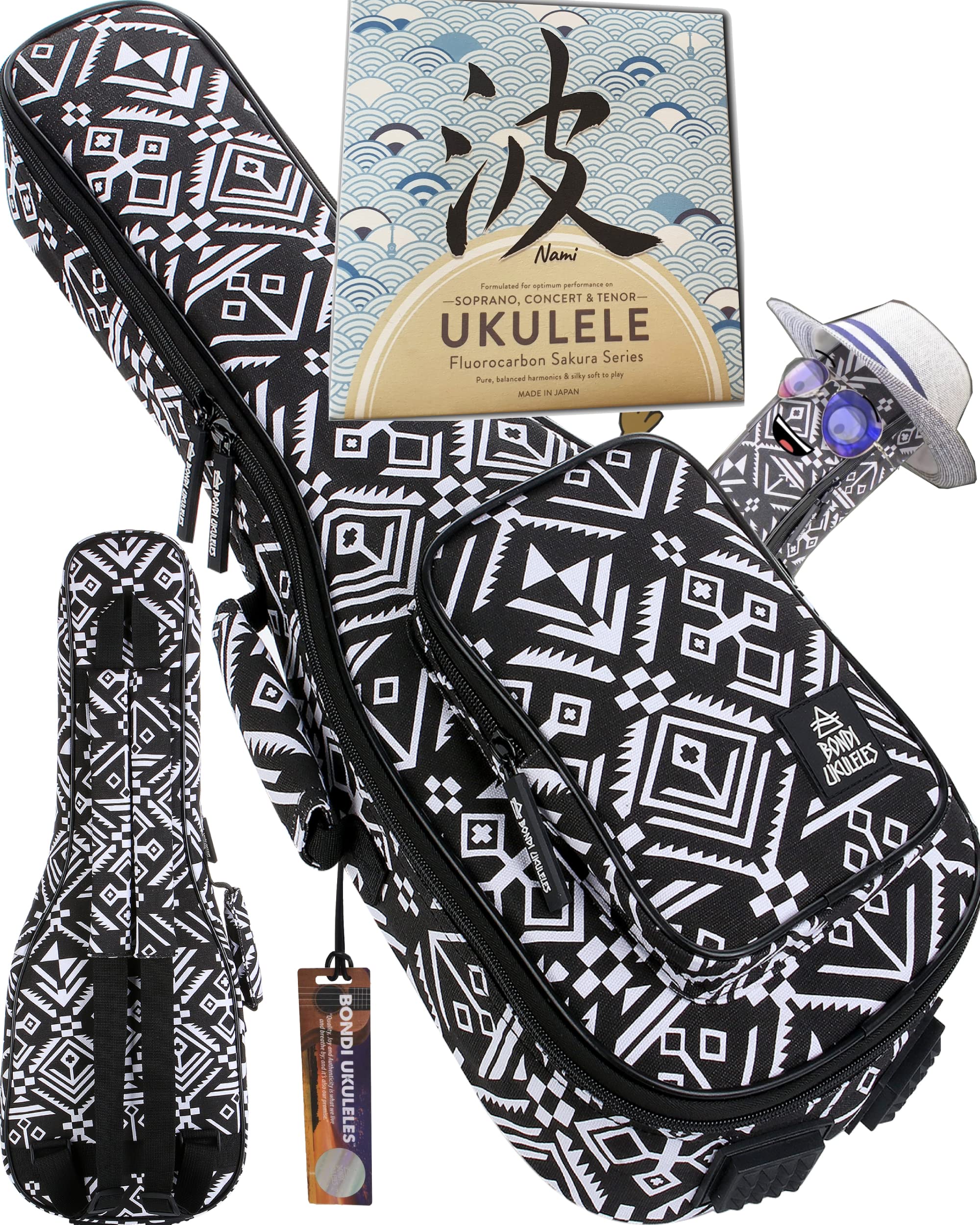 

BONDI UKULELES Чехол для укулеле NAMI Струны для укулеле 11 удивительных узоров от Bondi Australia & Beach,