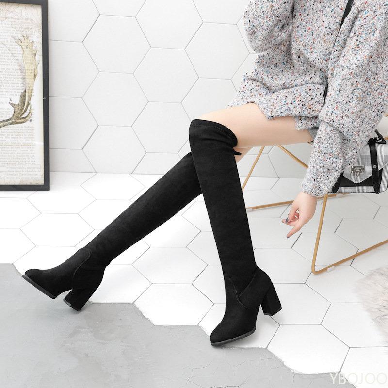 Fashion Over-the-knee Boots Women Stretch Knit Long Socks Boots New Casual Black Sexy Nightclub Platform Shoes Autumn Boots Women Bottes