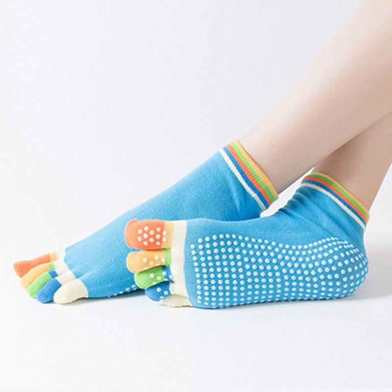 

Yoga Socks Children Toe Socks Female Non Slip Professional Female Silicone Bottom Pure Cotton Yoga Socks Summer Pilates Beginner Color finger Blue(35-size 39 fit)