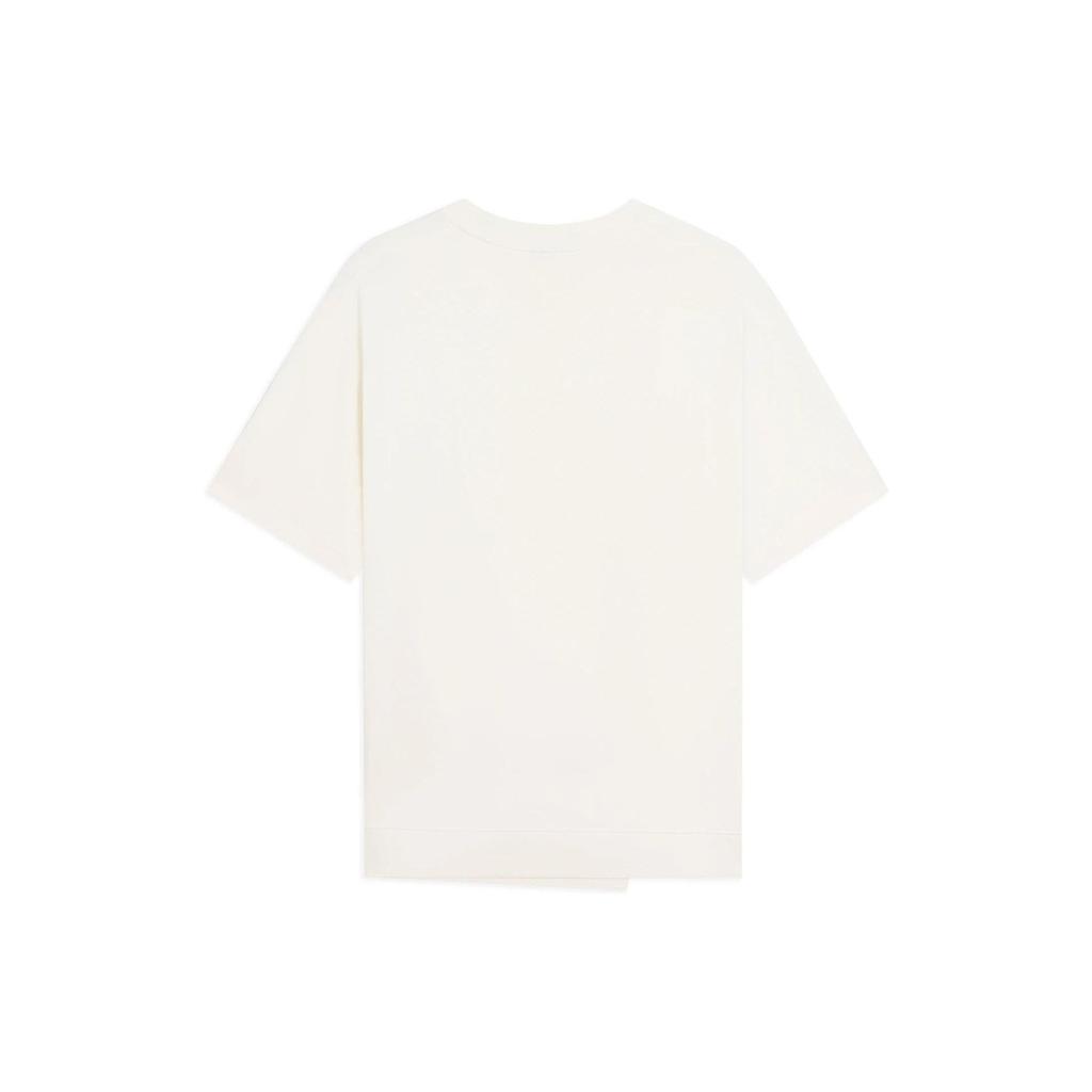 Li-Ning X Jackie Chan Kung Fu Series Asymmetrical Patchwork Loose Short Sleeve T-Shirt Unisex Tops Off-White AHSSA87-2