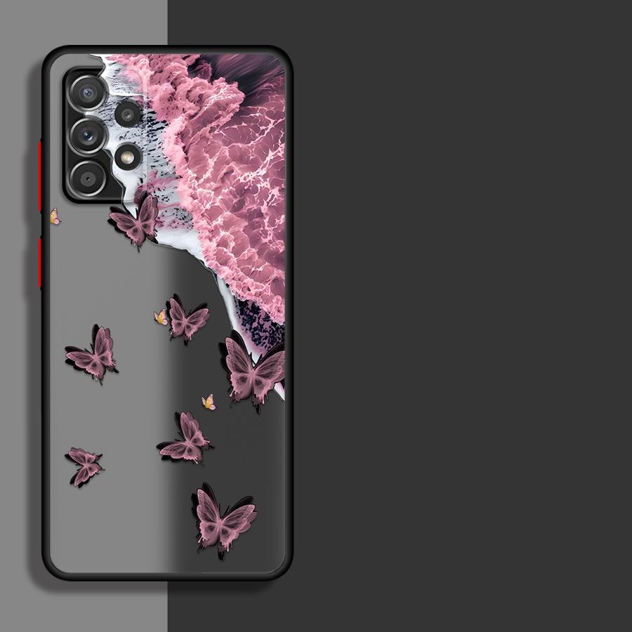 Creative Pink Sea Butterfly Phone Cover Case for Samsung Galaxy A35 A53 A34 A36 A52S A72 A73 A33 A54 A16 A15 A56 A55 A14 A23 A17