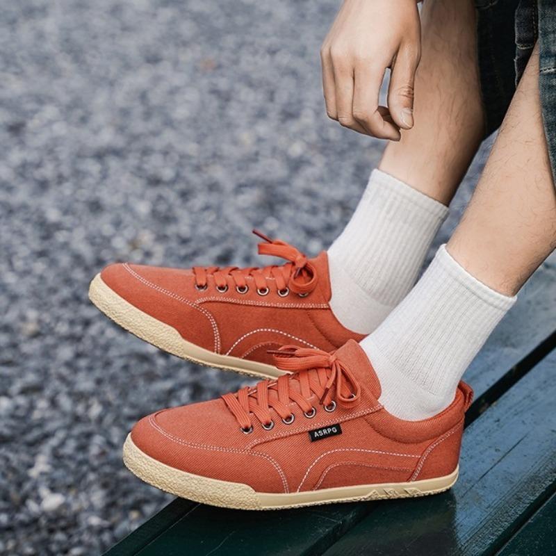 Fashion 2025 Autumn New Style Men's Fashion Trend Casual Canvas Thin Soled Shoes Low Top Comfortable Versatile Non Slip Lace Up Sneakers