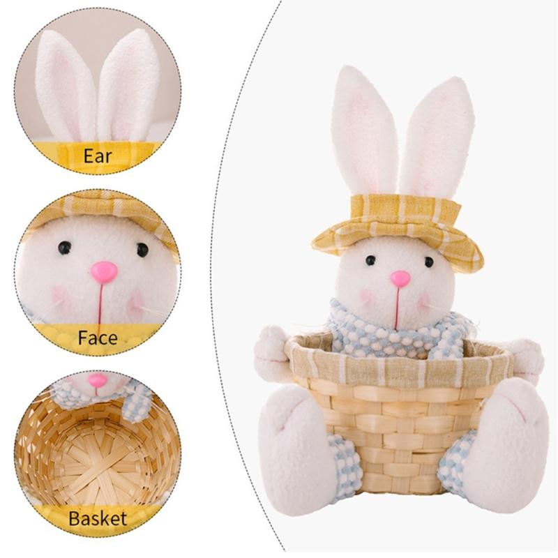 Candy Basket with Lovely Rabbit Pattern Holiday Decoration Perfect Gift Box for Easter Celebrations Candy Storage Hamper