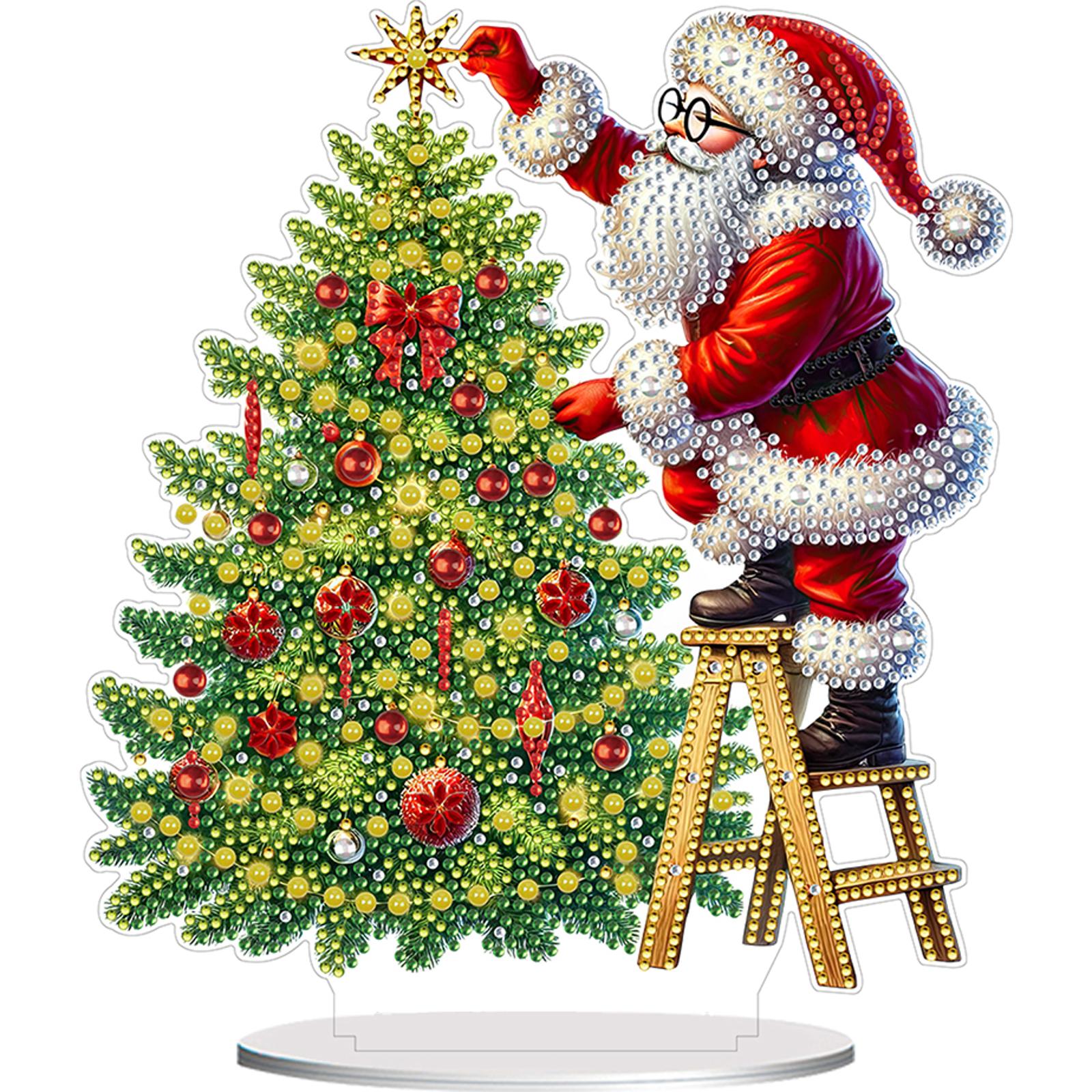 

2D Flat Print Xmas DIY Diamond Painting Desktop Ornaments Kit 5D DIY Diamond Art Tabletop Decorations Bedroom Table Decoration