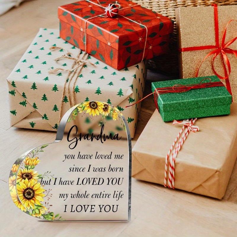 Nana/Grammy Gifts: Sunflower Acrylic Heart Sign – Grandma Birthday/Christmas (from Grandchildren).