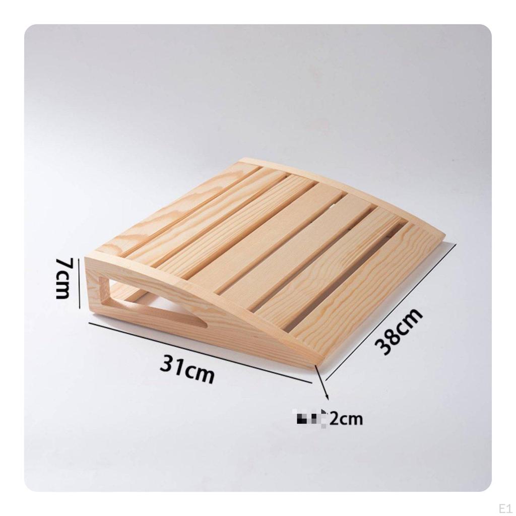 S-Shaped Sauna Backrest Natural Wood Wave Back Support Portable for Steam Room