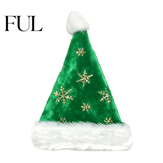 Winter Holiday Gathering Apparel Christmas Santa Hat with Red Sequin, Plush Velvet Party for Sequin Adults Adults, Festive Costume Accessory Xmas New