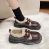 Loafers Women's Fall/Winter 2026 Warm Fleece First Layer Cowhide Women's Shoes Lamb Wool Low-Top Fashion Small Leather Shoes