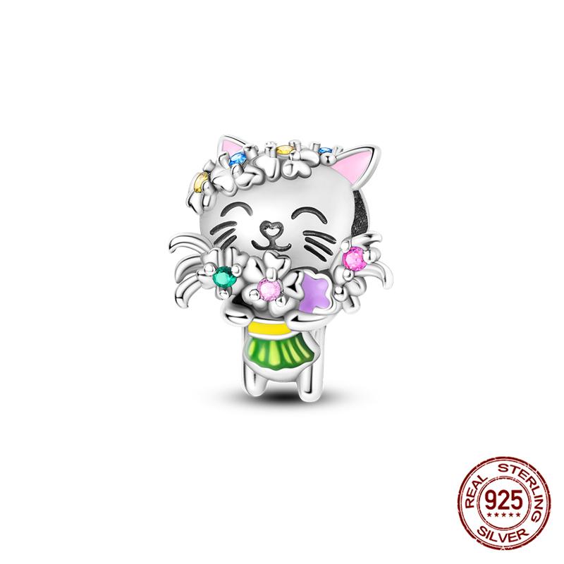 Fit Charms Fororiginal Bracelets And 3Mm Bracelets Cat Pendant Under The Mooncopper Jewelry Making For Women Gift