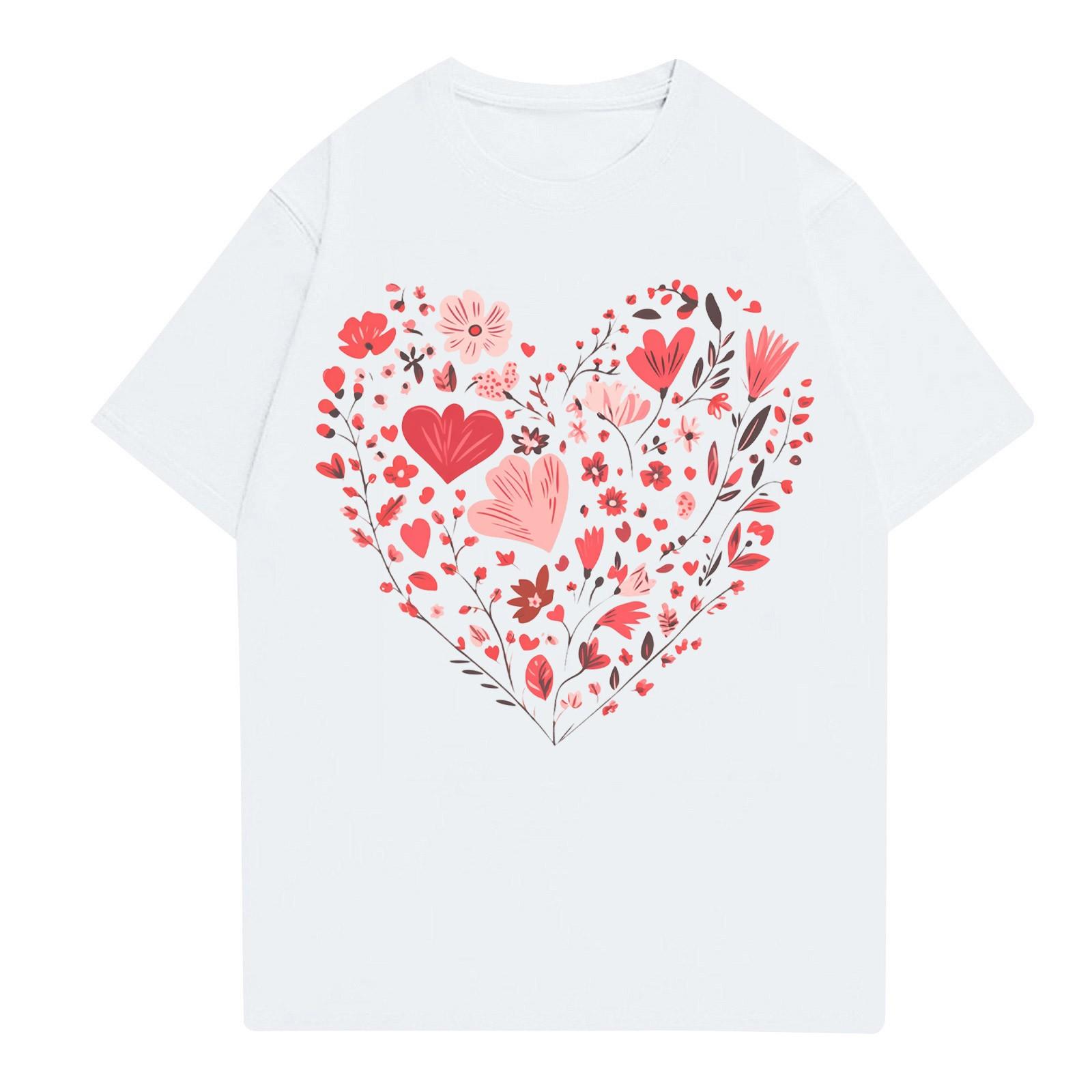 

Жіноча модна повсякденна футболка з принтом і круглим вирізом з короткими рукавами Топ Футболка Топ XL білий