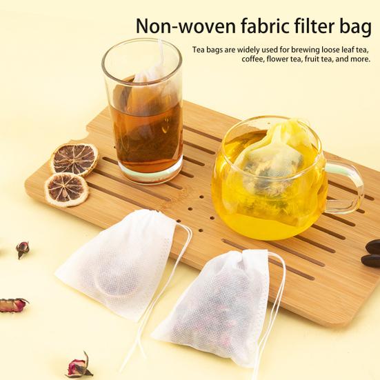 200Pcs Disposable Tea Bags for Loose Leaf Tea Empty Tea Filter Bags with Cotton Drawstring Fillable Tea Infuser Sachets for Loose Coffee Herb Spice