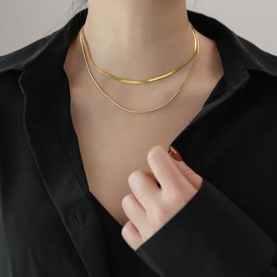 Layered Gold Snake Bone Chain Necklace for Women Simple Ins Vintage Collar Chain Choker Accessories