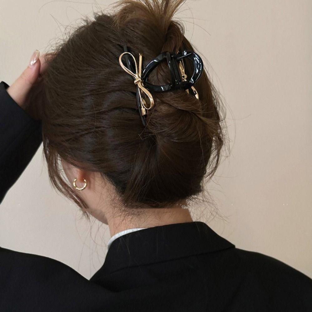 Acrylic Bow Hair Claw Korean Style Bow Crab Clip Cool Metal Bow Claw Clip  Ladies