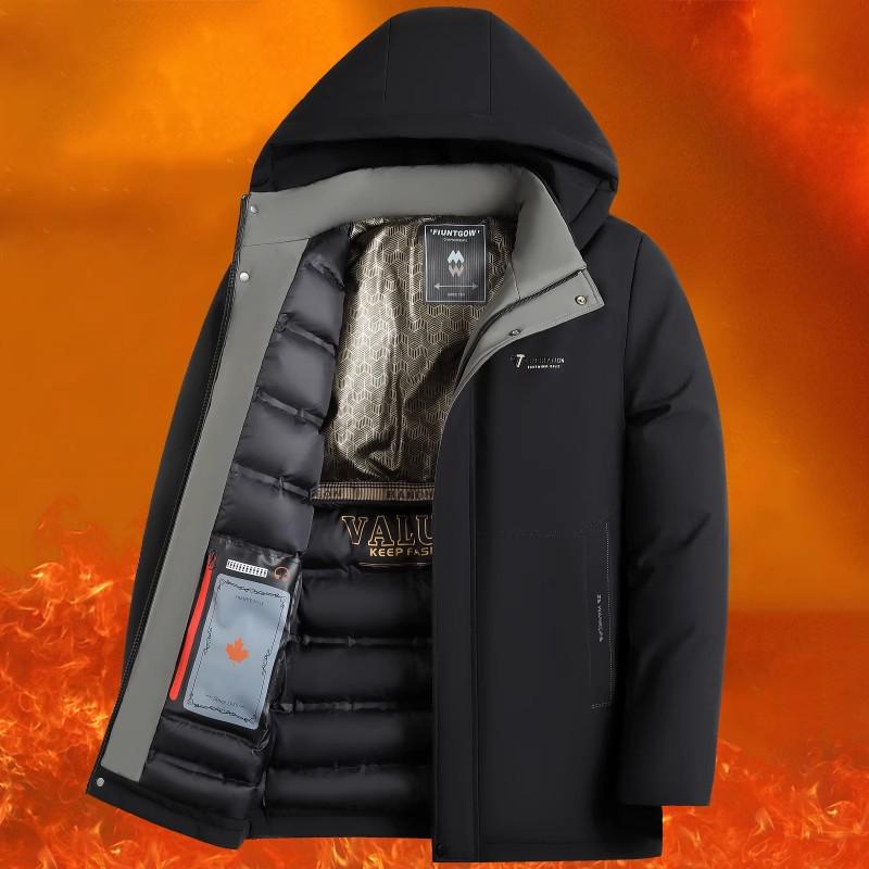 Woodpecker Men's Warm Hooded Cotton Jacket - Winter 2025 Fleece-Lined Thick Coat