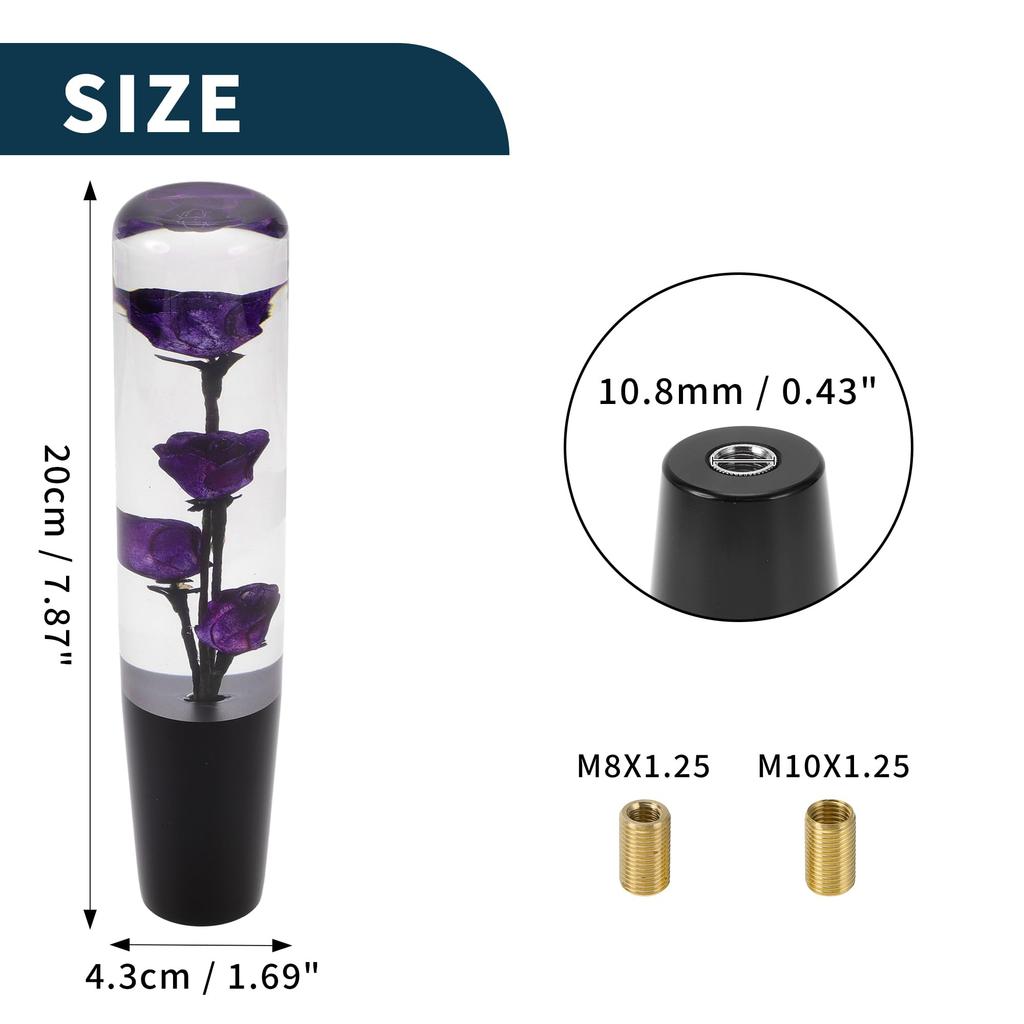 TUCKBOLD Car Gear Shift Knob, 20cm | Front Shift Lever Knob, Universal for Automotive and Manual Vehicles, Acrylic, Purple, with Two Adapters, 1 Set