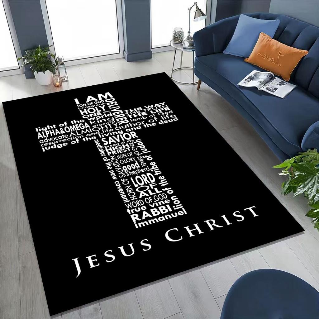 New Pray Jesus Rug for Bedroom Living Room Sofa Home Doormat Decor, Large Kids Play Non-slip Floor Mat