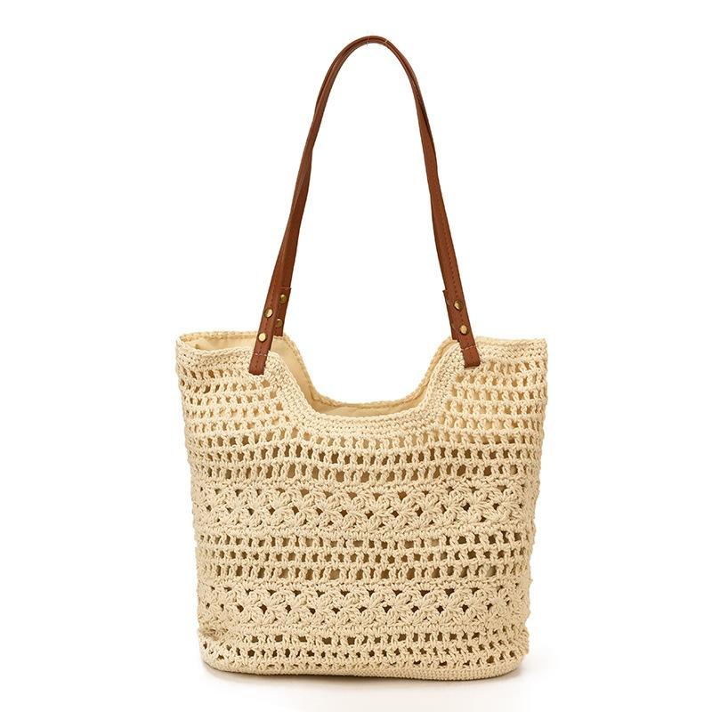 Niche Crochet Single Shoulder Tote Bag Seaside Beach Woven Bag Women's Cotton Thread Lazy Summer Handmade Mesh New Bag