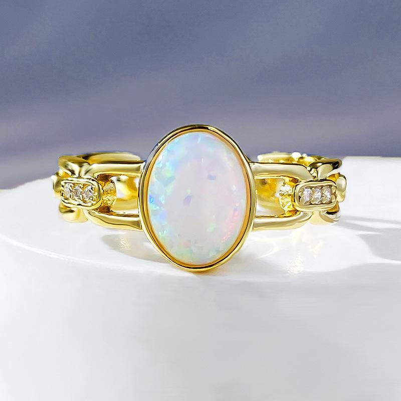 

Lulu Tong Jewelry Women s Fashion 925 Silver Rose Gold Plated Opal Ring Size 6
