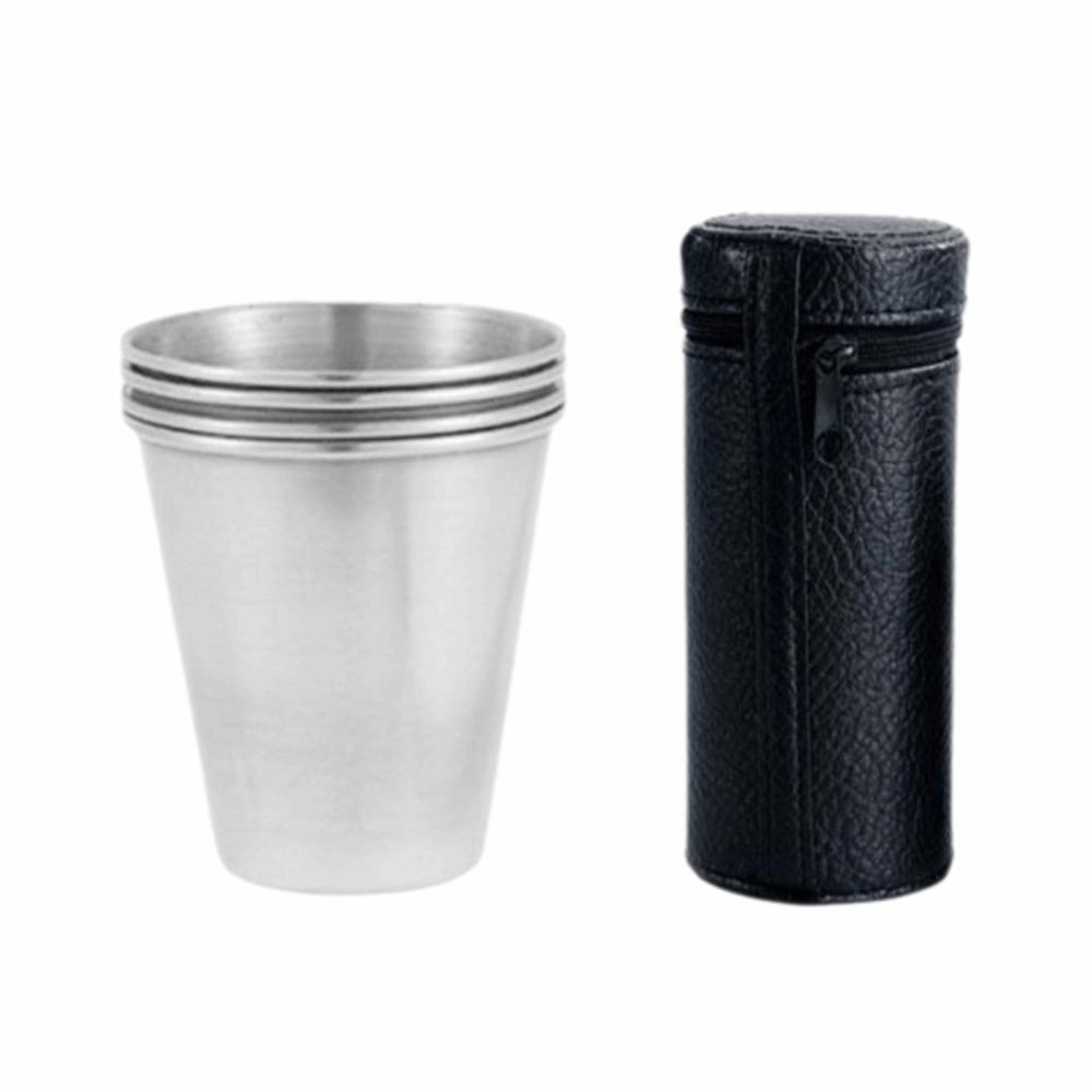 4 Pcs/Set Reusable Stainless Steel Drinking Cup Shatterproof Stainless Steel Shot Cups  Camping