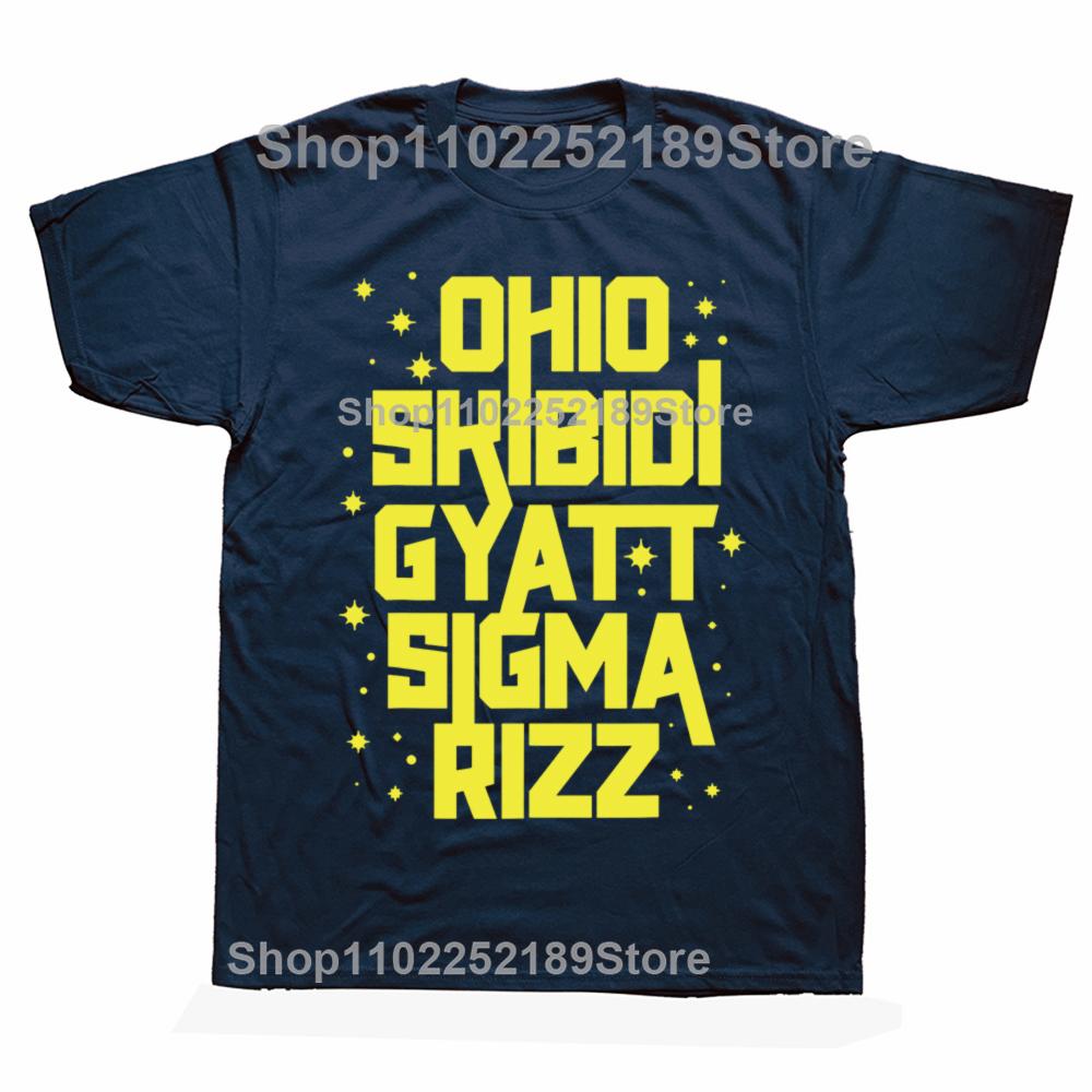 Skibidi Rizz Gyatt Ohio Funny Rizzler Gift Toilet Meme T-shirts Men Fashion Casual Tshirt 100% Cotton Loose Oversized T Shirt