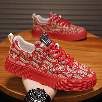 Mode Heren Casual Schoenen Ademende Wandelsneakers Outdoor Veterschoenen Platform Schoenen Mannelijke Skate Flats Schoenen Rood Groen Zapatillas Hombre