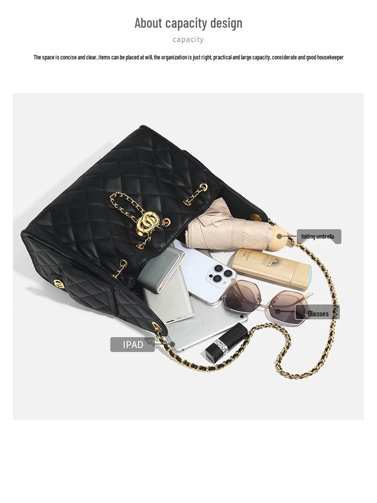 25C Women's Hippie Hobo Fashion Bucket Bag - Chain Crossbody, Drawstring Shoulder & Underarm Design