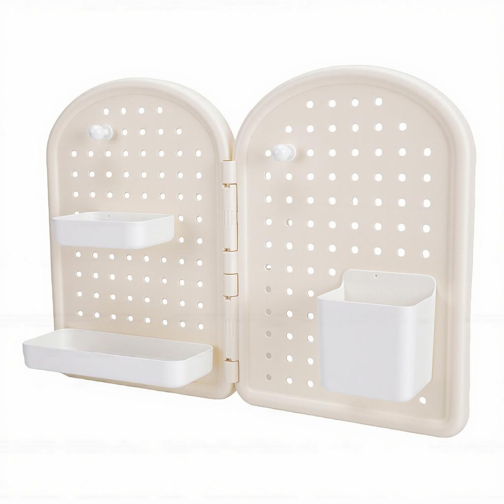 Pegboard Wall Organizer Multi Purpose Plastic Pegboard Storage Rack with 2 Adhesive Hooks Storage Accessories for Wall