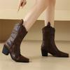 New Women Wedge Boots High Heel Ankle Boots Winter Pointed Cowboy Boots Fashion Western Booties Woman Shoes Size 34-43