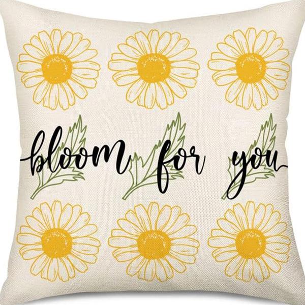 Pastoral Plants and Flowers Pillowcases Lavender Daisy Printed Linen Pillows Home Office