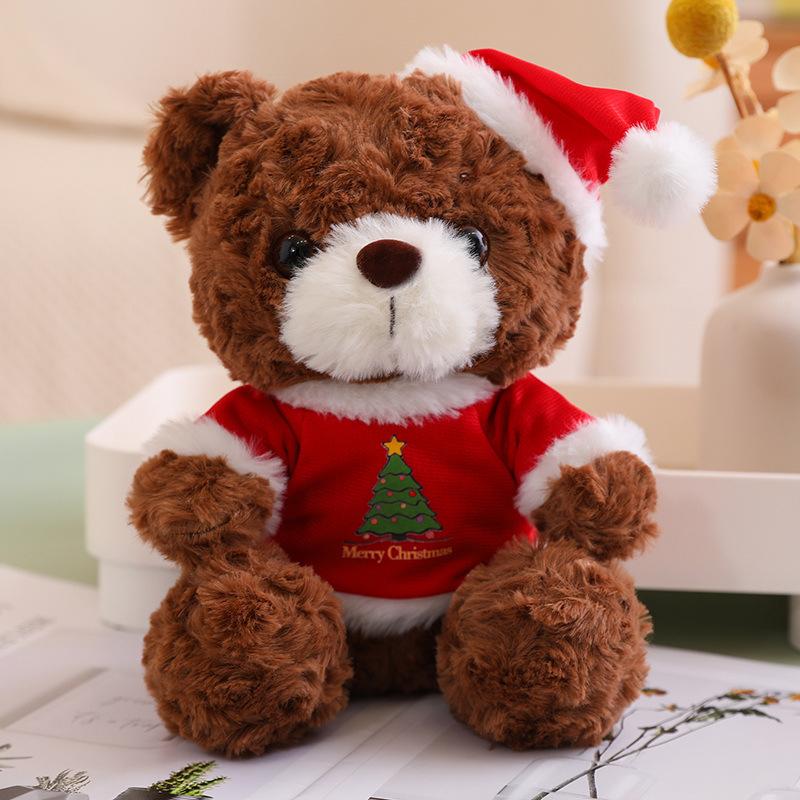 Cute Christmas Teddy Bear Doll Plush Teddy Bear Hug Bear Doll Children's Companion Soothing Ragdoll Doll