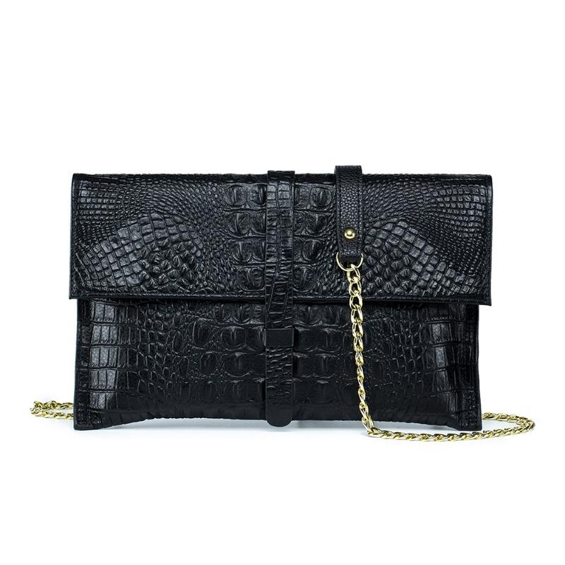 Crocodile pattern envelope bag, large-capacity leather, one shoulder oblique span small bag, personalized hand grab bag.