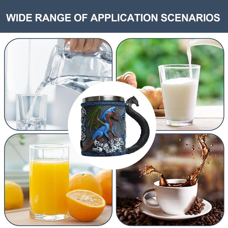 Mug Médiéval Tasse Dragon 3D Mug de Camping Décoration de Maison Fournitures pour Fêtes Thématiques Vaisselle Médiévale Pour Café Thé Lait Boisson