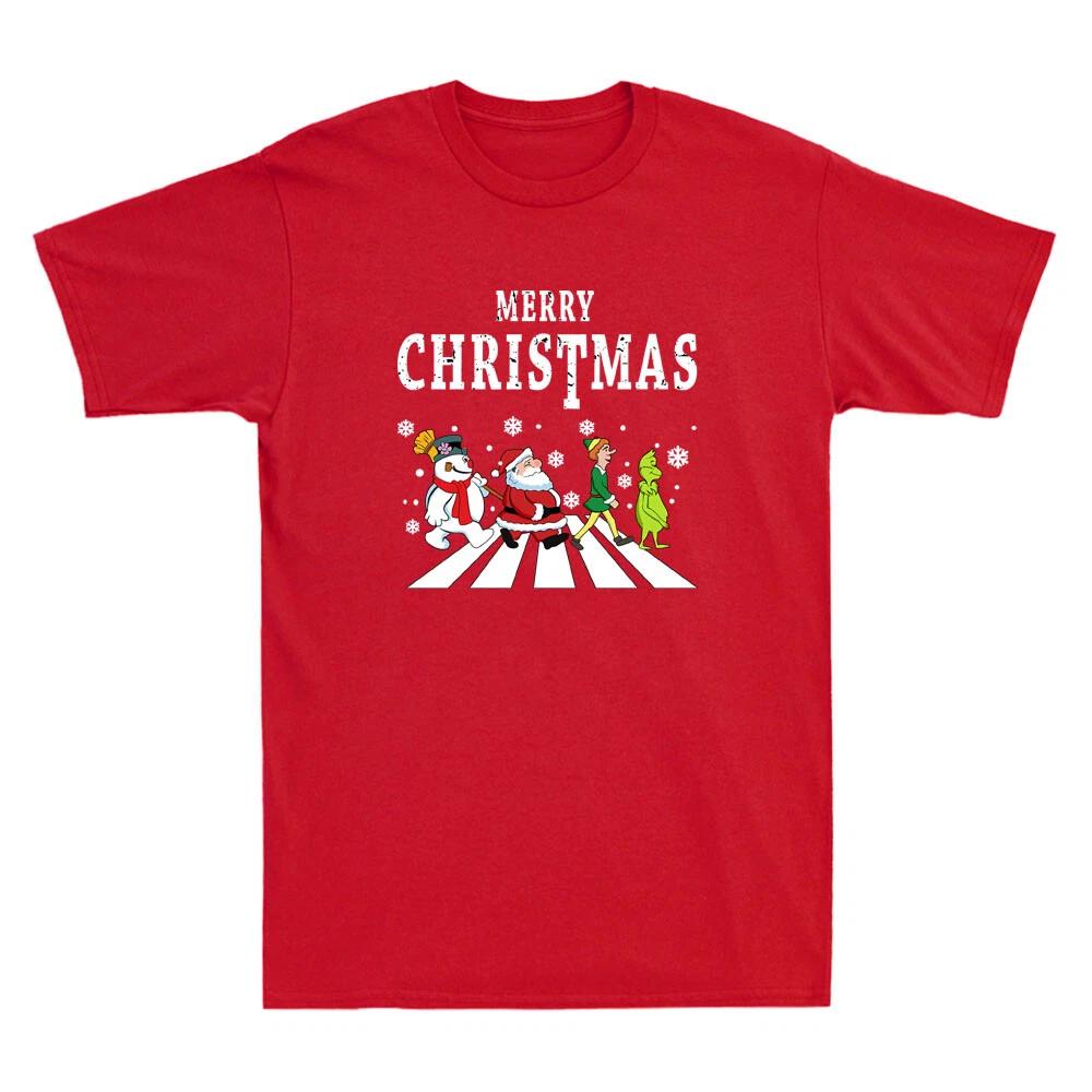 Christmas Road Shirt Funny Grinch Elf Santa And Snowman Meme Retro Men s T-Shirt S