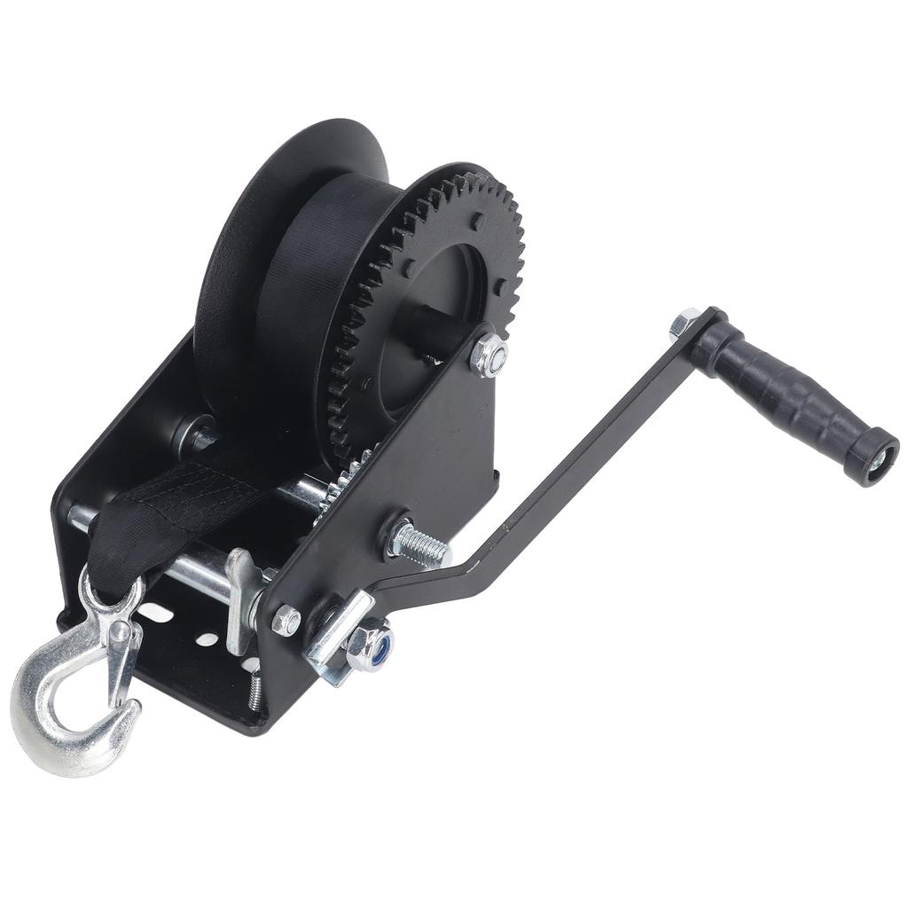 Boat Trailer Winch Heavy Duty Manual 2 Way Adjustable Ratchet Hand Crank Gear Winch with Hook for Truck 3200lbs