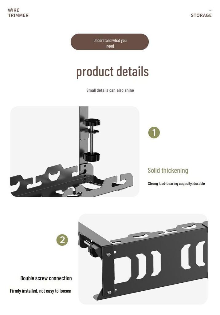 Retractable No-Drill Cable Organizer & Under-Desk Wire Management Rack