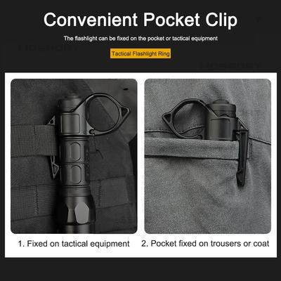 Bague Lampe de Poche Antidérapante Bague de Doigt Adaptateur de Lampe de Poche Compatible Accessoires Clip de Poche Équipement Portable d'Extérieur